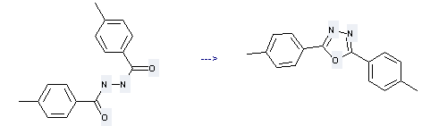 1,3,4-Oxadiazole,2,5-bis(4-methylphenyl)- can be prepared by N,N'-di-p-toluoyl-hydrazine by heating